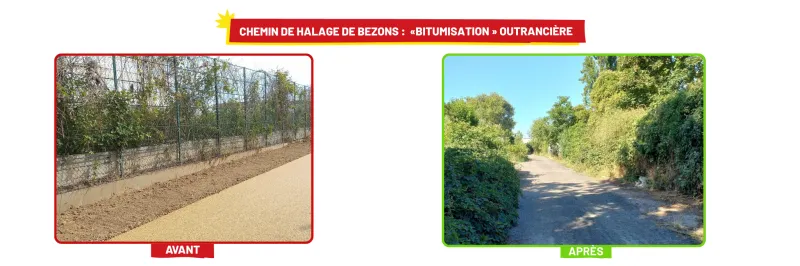 Image avant-après du chemin de halage de Bezons 