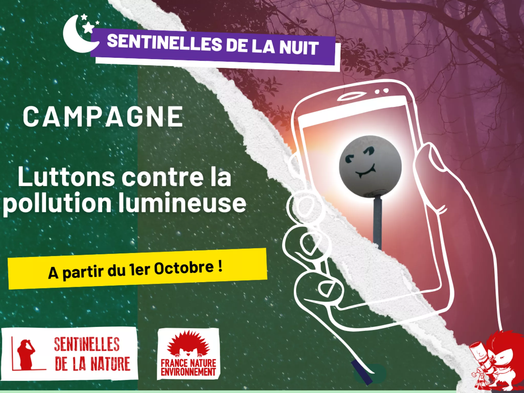 lune, papier déchiré, téléphone très lumineux