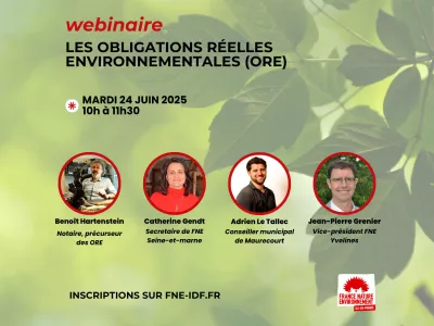 Visuel du webinaire sur les ore : intervenants sur un fond vert et lumineux, avec des feuilles